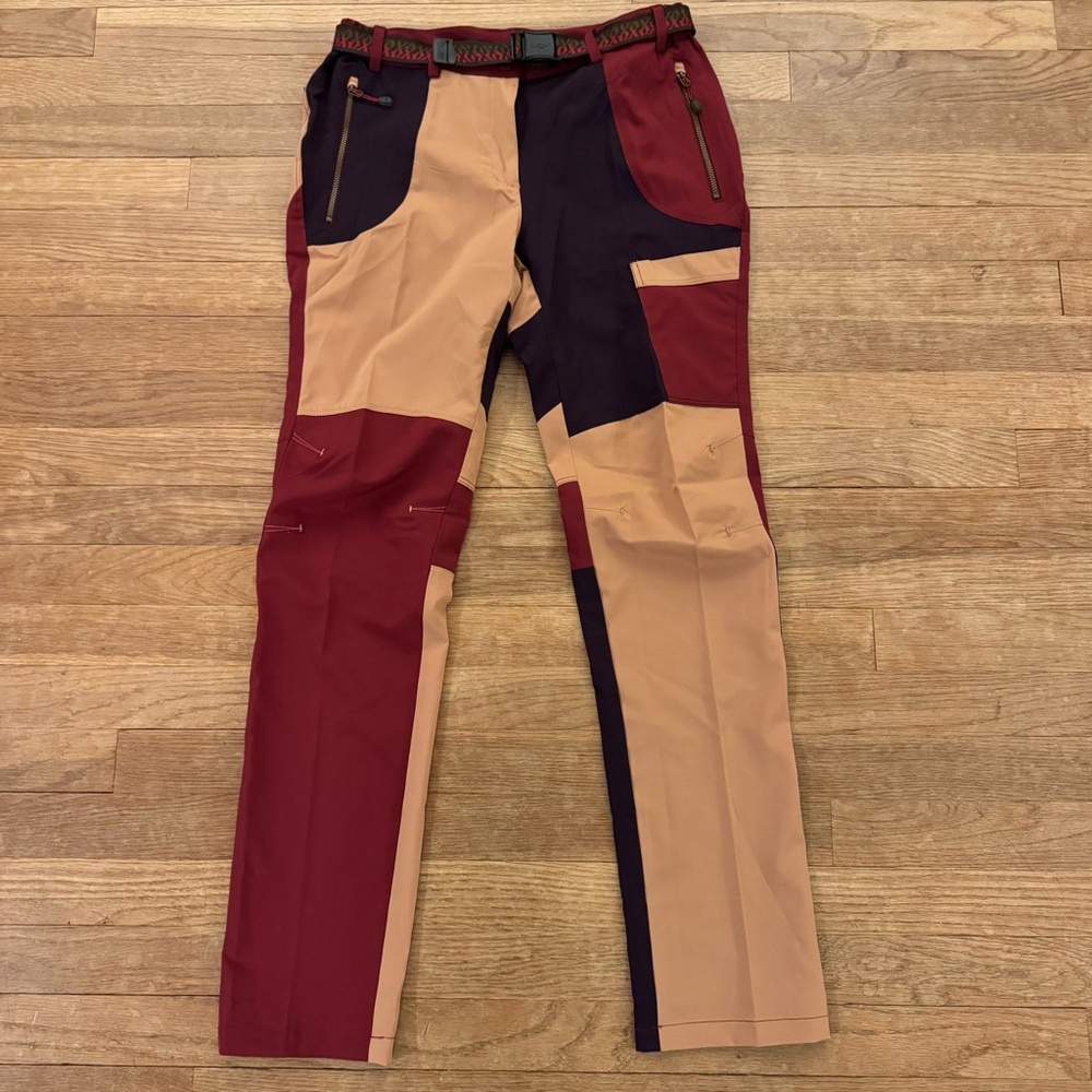 NWOT Felro Feliqu orange rust patchwork belted lightweight pants sz small S
 b63